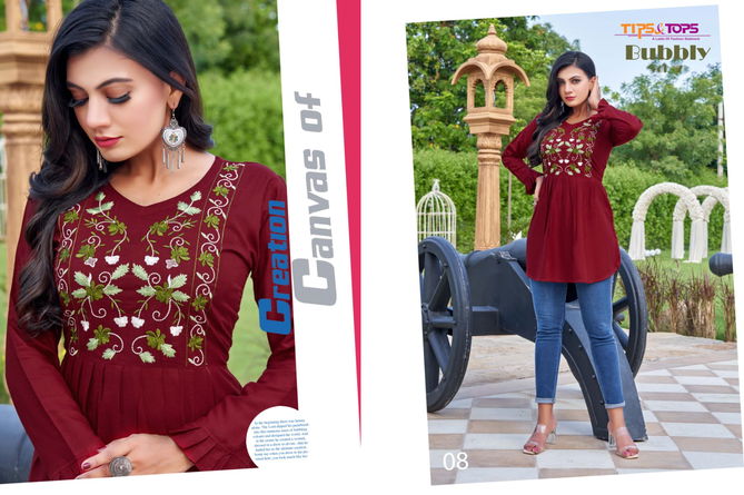 Tips Tops Bubbly 7 Fancy New Stylish Fancy Wear Ladies Long Top Collection